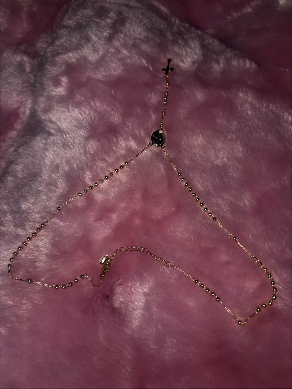 Delicate Gold Beaded Cross Necklace for Women